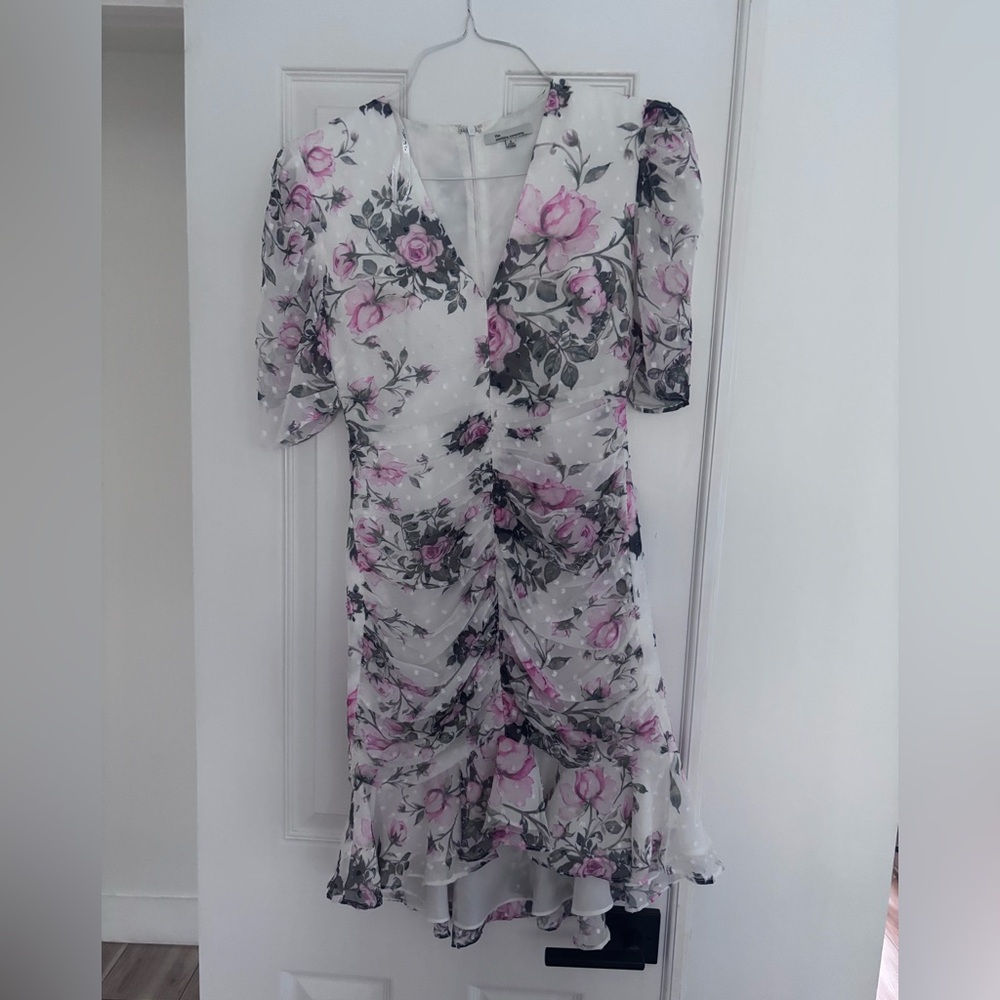 Floral Chiffon Dress with Pink Roses